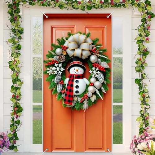 BlissYard Weihnachtstür Abdeckung Schneemann Kranz Urlaub Veranda Banner 89,9 x 180,9 cm saisonale Tür hängende Dekoration Eingang Hintergrund Indoor Outdoor Festliche Winterdekoration BlissYard Weihnachtstür Abdeckung Schneemann Kranz Urlaub Veranda Banner 89,9 x 180,9 cm saisonale Tür hängende Dekoration Eingang Hintergrund Indoor Outdoor Festliche Winterdekoration von BlissYard