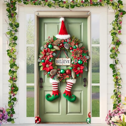 BlissYard Weihnachtstürabdeckung, Fotografie-Hintergrund, Kranz, Elfenbeine, 89 x 180 cm, Urlaub, Wintertürdekoration, Banner für Zuhause, Outdoor, Innenbereich, Küche, Eingang, Party, Dekoration BlissYard Weihnachtstürabdeckung, Fotografie-Hintergrund, Kranz, Elfenbeine, 89 x 180 cm, Urlaub, Wintertürdekoration, Banner für Zuhause, Outdoor, Innenbereich, Küche, Eingang, Party, Dekoration von BlissYard