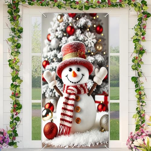 BlissYard Weihnachtstürabdeckung, Schneemann, Haustürdekoration mit Baum und Ornamenten, Feiertagstür-Banner, Outdoor-Weihnachtsdekorationen für Veranda, Eingang, Fenster, zum Aufhängen BlissYard Weihnachtstürabdeckung, Schneemann, Haustürdekoration mit Baum und Ornamenten, Feiertagstür-Banner, Outdoor-Weihnachtsdekorationen für Veranda, Eingang, Fenster, zum Aufhängen von BlissYard