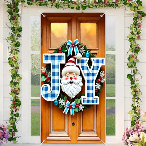 BlissYard Weihnachtstürabdeckung, Winterfreude, Türabdeckung, blau, kariert, Freude, Weihnachtsmannkranz, Haustürdekoration, 180 x 89 cm, modernes festliches Willkommensbanner für Zuhause, Garten BlissYard Weihnachtstürabdeckung, Winterfreude, Türabdeckung, blau, kariert, Freude, Weihnachtsmannkranz, Haustürdekoration, 180 x 89 cm, modernes festliches Willkommensbanner für Zuhause, Garten von BlissYard