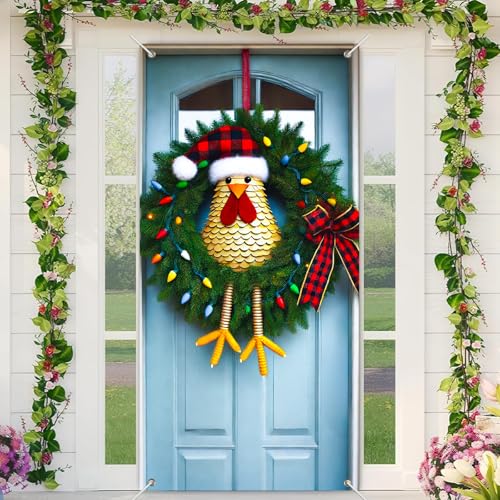 BlissYard Weihnachtstürabdeckung, Wintertürabdeckung, Hühnerkranz, kariert, Hut, Türen, Banner, 180 x 89 cm, festliche Feiertagstürdekoration, Frohe Weihnachtsdekoration, Frontdekoration BlissYard Weihnachtstürabdeckung, Wintertürabdeckung, Hühnerkranz, kariert, Hut, Türen, Banner, 180 x 89 cm, festliche Feiertagstürdekoration, Frohe Weihnachtsdekoration, Frontdekoration von BlissYard
