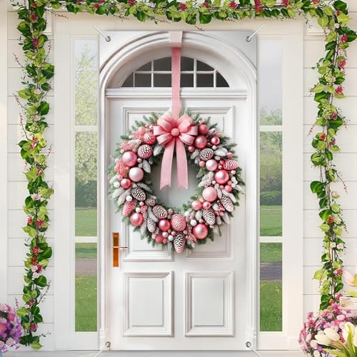 BlissYard Weihnachtstürabdeckung, rosa Weihnachtsmannkranz, 89,9 x 180,9 cm, festlicher Fotoautomaten-Hintergrund, Haustür-Banner, Polyester-Stoff, saisonale Dekoration für Mädchen oder Jungen BlissYard Weihnachtstürabdeckung, rosa Weihnachtsmannkranz, 89,9 x 180,9 cm, festlicher Fotoautomaten-Hintergrund, Haustür-Banner, Polyester-Stoff, saisonale Dekoration für Mädchen oder Jungen von BlissYard