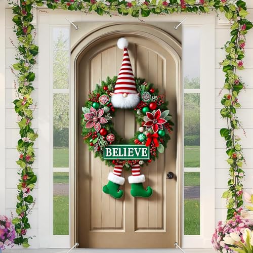 BlissYard Weihnachtstürabdeckungsbanner 88,9 x 180,9 cm, übergroßes Glaubensschild mit Zwergenkranz, rot-grüne Blumen, Veranda, Dekorationen für Urlaub, Innen- und Außenbereich, Wandbehang, festliche BlissYard Weihnachtstürabdeckungsbanner 88,9 x 180,9 cm, übergroßes Glaubensschild mit Zwergenkranz, rot-grüne Blumen, Veranda, Dekorationen für Urlaub, Innen- und Außenbereich, Wandbehang, festliche von BlissYard