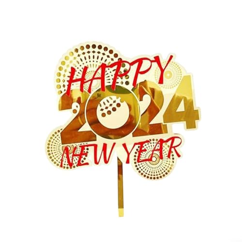 2024 Acryl-Kuchendekoration für Neujahrskuchen, glitzerndes handgefertigtes Partyzubehör, geeignet für Feiertagsveranstaltungen (A) von BlissfulAbode