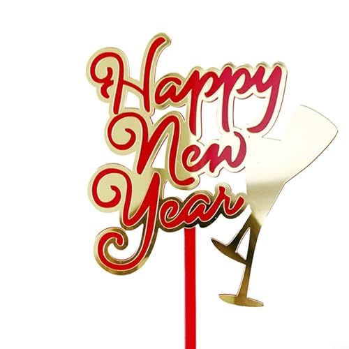 2024 Acryl-Kuchendekoration für Neujahrskuchen, glitzerndes handgefertigtes Partyzubehör, geeignet für Feiertagsveranstaltungen (L) von BlissfulAbode