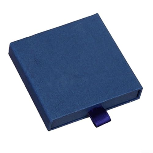 BlissfulAbode Platzsparende Schmuckschatulle mit Schublade für organisierte Aufbewahrung von Halsketten und anderem Schmuck (Dunkelblau, 8 cm) von BlissfulAbode