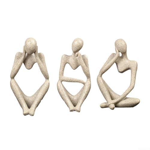 BlissfulAbode Skulpturales Kunststück, kreativ für abstrakte Figur aus Kunstharz für stilvolle Innenräume (Sandstein-Set) von BlissfulAbode