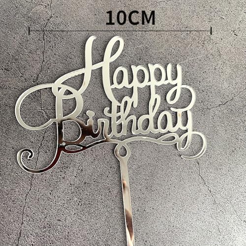 Personalisierte Kuchendekoration aus Acryl für Geburtstage, verbessern Sie Ihre Feieratmosphäre (silvery4) von BlissfulAbode