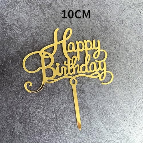 Personalisierte Kuchendekoration aus Acryl für Geburtstage, verbessern Sie Ihre festliche Atmosphäre (Gold1) von BlissfulAbode