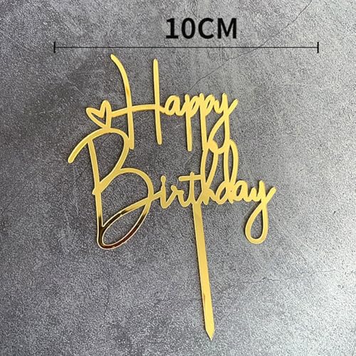 Personalisierte Kuchendekoration aus Acryl für Geburtstage, verbessern Sie Ihre festliche Atmosphäre (Gold2) von BlissfulAbode