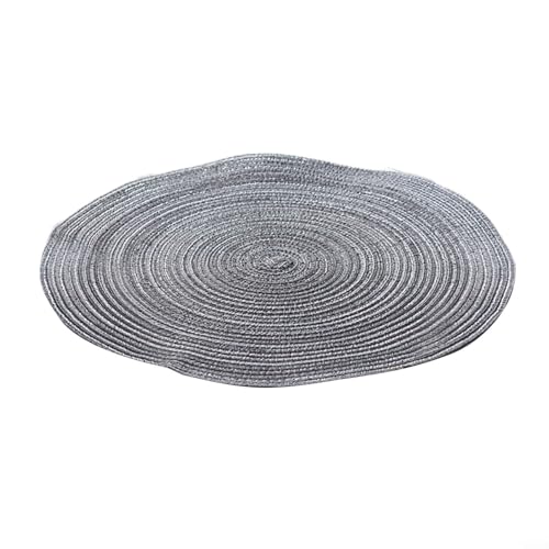 Set mit 6 handgefertigten runden Tischsets, 30 cm, Baumwollgarn in stilvollem Design, perfekt für Esstische (grau) von BlissfulAbode