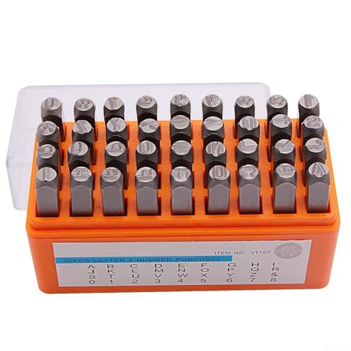 Vielfältige Anwendungen mit 36-teiligem Metallstempel-Set, perfekt zum Gravieren auf Holz, Leder, Kunststoff und mehr (2 mm) von BlissfulAbode