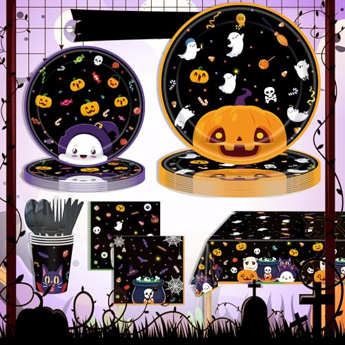 BlissfulDestiny Halloween Party Supplies Dekorationsset, 141 Stück Enthält Teller, Servietten, Becher, Tischdecke und Geschirr für Halloween Horror Thema Party Dekorationen, Serves 20 BlissfulDestiny Halloween Party Supplies Dekorationsset, 141 Stück Enthält Teller, Servietten, Becher, Tischdecke und Geschirr für Halloween Horror Thema Party Dekorationen, Serves 20 von BlissfulDestiny