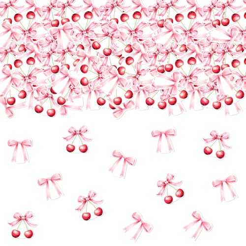 200 Stück rosa Schleifen & rote Kirsch-Dekorationen, Konfetti, Kirsch-Thema, Dekoration, Schleife, Tischkonfetti-Papier, sie bindet den Knoten, Tischdekorationen für Mädchen, Geburtstag, Babyparty, 200 Stück rosa Schleifen & rote Kirsch-Dekorationen, Konfetti, Kirsch-Thema, Dekoration, Schleife, Tischkonfetti-Papier, sie bindet den Knoten, Tischdekorationen für Mädchen, Geburtstag, Babyparty, von Blisstock