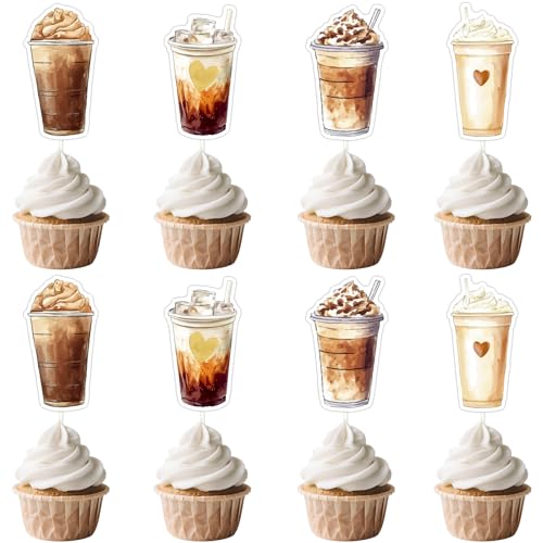 Kaffee-Party-Dekorationen, 24 Stück, Kaffee-Latte-Cupcake-Topper, "Love is Brewing", Brautparty-Dekorationen, ein Baby brüht, Babyparty-Dekor für Mädchen und Jungen, Latte Fun Coffee Thema Kaffee-Party-Dekorationen, 24 Stück, Kaffee-Latte-Cupcake-Topper, "Love is Brewing", Brautparty-Dekorationen, ein Baby brüht, Babyparty-Dekor für Mädchen und Jungen, Latte Fun Coffee Thema von Blisstock