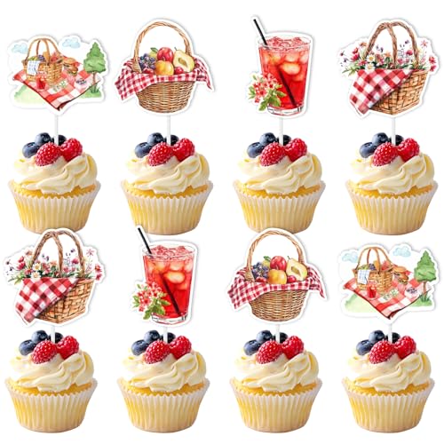 Picknick-Party-Dekoration, BabyQ Happy Birthday Cupcake Toppers Obst Brot Cupcake Topper Picknick BBQ Geburtstag Party Tischdekoration für Geburtstag Karneval BBQ Outdoor Picknick Motto Party Supplies Picknick-Party-Dekoration, BabyQ Happy Birthday Cupcake Toppers Obst Brot Cupcake Topper Picknick BBQ Geburtstag Party Tischdekoration für Geburtstag Karneval BBQ Outdoor Picknick Motto Party Supplies von Blisstock
