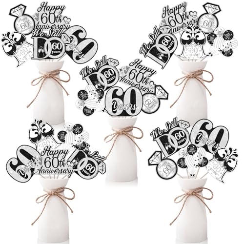 Tafelaufsatz zum 60. Hochzeitstag, Dekoration zum 60. Hochzeitstag, doppelseitig, für Paare, 60. Hochzeitstisch, Tischdekoration, 24 Stück Tafelaufsatz zum 60. Hochzeitstag, Dekoration zum 60. Hochzeitstag, doppelseitig, für Paare, 60. Hochzeitstisch, Tischdekoration, 24 Stück von Blisstock