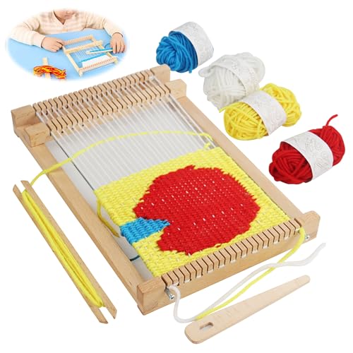 Blleshelfl DIY Holz Webrahmen Set, Webrahmen Aus Holz, Kreatives Basteln für Anfänger, Webstuhl Set für Anfänger, Webrahmen Erwachsene, Idea für Anfänger, Schulwebrahmen, Geeignet für Haus und Schule von Blleshelfl