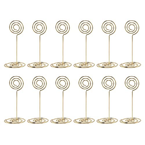 Blmirror 12 Paket Tischnummer Kartenhalter Fotohalter Staender Platz Papier Menue Clips, Kreisform (golden) von Blmirror