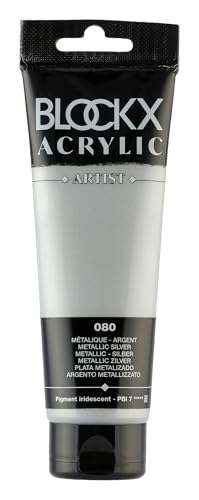 Blockx 60080BXC - Tube 120ml, feine Acrylfarbe, Acrylic Artist, halbtransparent und satiniert, PBI 7 Metallic Silber, 1 Stück Blockx 60080BXC - Tube 120ml, feine Acrylfarbe, Acrylic Artist, halbtransparent und satiniert, PBI 7 Metallic Silber, 1 Stück von Blockx