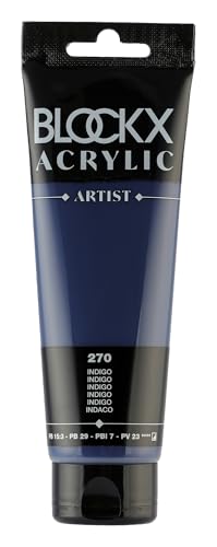 Blockx 60270BXC - Tube 120ml, feine Acrylfarbe, Acrylic Artist, halbdeckend und satiniert, PB 15:3/PB 29/PBl 7/PV 23 Indigo, 1 Stück von Blockx