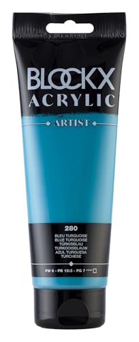 Blockx 61280BXC - Tube 250ml, feine Acrylfarbe, Acrylic Artist, deckend und satiniert, PW 6 PB 15:3 PG 7 Türkisblau Blau, 1 Stück von Blockx