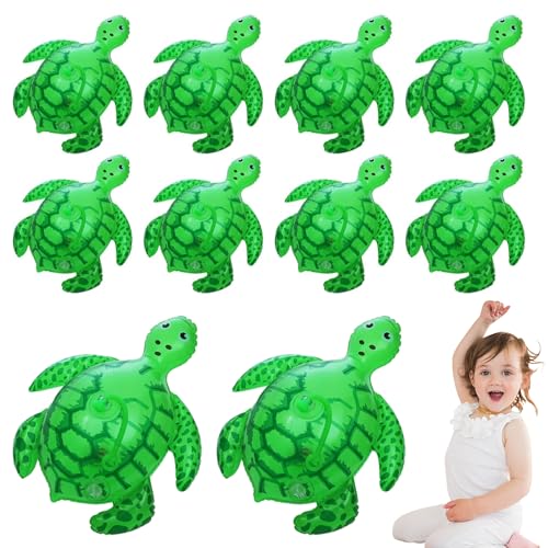 Aufblasbares Spielzeug, 10pcs Turtle Ballon 19.7x15, 75x9.8in niedlichen Cartoon Leuchten realistischer Meeresschildkrötenballon -Blasable -Tiere Geschenk für Party Kindergartenaktivitäten, Tiere, Tie von Blogiiup