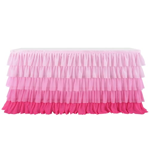 Blogiiup Ruffle Tisch Skir, Schreibtischrock 9ft süßer Ruffle Tischrock für Rechteck und Runde Tische für Geburtstag Hochzeiten Kuchen Dessert Schreibtisch Dekorationen von Blogiiup