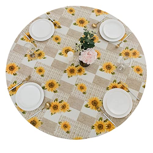 Blogiiup Sonnenblume runde Tischdecke, 37-44 in Sonnenblumen, die runde Tischdecke mit Flanell-Rücken-Rückenkanten-Kunststoff-Tischabdeckung für Wasserdicke zum Essen ausgestattet ist Blogiiup Sonnenblume runde Tischdecke, 37-44 in Sonnenblumen, die runde Tischdecke mit Flanell-Rücken-Rückenkanten-Kunststoff-Tischabdeckung für Wasserdicke zum Essen ausgestattet ist von Blogiiup