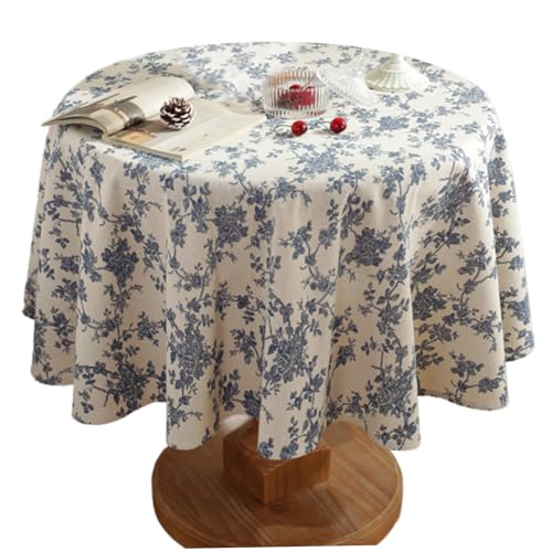 Blumentischdecke, runde Tischdecke, 59 Zoll Baumwoll Vintage Blau Blumenblumen, Waschklotz Runde Deckung für Küchen Esszimmer Restaurant, Blau Blumentischdecke, runde Tischdecke, 59 Zoll Baumwoll Vintage Blau Blumenblumen, Waschklotz Runde Deckung für Küchen Esszimmer Restaurant, Blau von Blogiiup