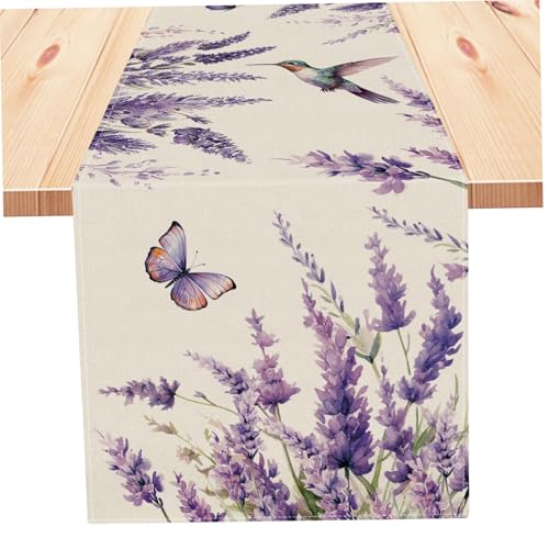 Frühlingstischläufer, Tischläufer, 13x72 Zoll Lavendel lila Schmetterling Frühlingsläufer, Bauernhaus Dekoration Urlaub Home Party Küche Esszimmer Vorräte, Blumen Frühlingstischläufer, Tischläufer, 13x72 Zoll Lavendel lila Schmetterling Frühlingsläufer, Bauernhaus Dekoration Urlaub Home Party Küche Esszimmer Vorräte, Blumen von Blogiiup