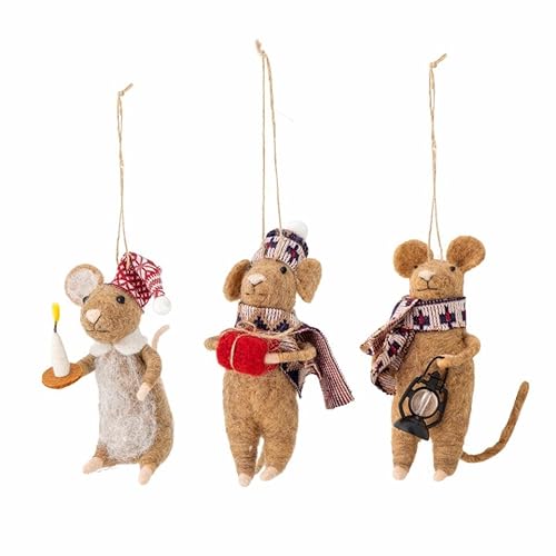 Bloomingville PEO Ornament, Wolle, Brown, L6xH11xW4/L6xH11xW4/L4xH10xW10 cm, Set of 3 Bloomingville PEO Ornament, Wolle, Brown, L6xH11xW4/L6xH11xW4/L4xH10xW10 cm, Set of 3 von Bloomingville