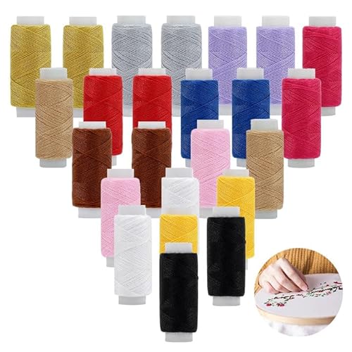 24-teiliges Nähgarn-Set, 12 Farben, Allzweck-Polyestergarn, solide und reichlich Vorrat für Nähmaschinen, DIY-Stickerei, jede Spule ist ca. 160 m lang von Bloomique
