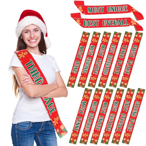 Blosssound 12 Stück Weihnachten Cookie Wettbewerb Schärpen Weihnachten Party Trophäe Auszeichnung Lustiges Xmas Kostüm Wettbewerb Preis Party Spiel Gefälligkeiten Verkleiden Kostüm für Teenager Blosssound 12 Stück Weihnachten Cookie Wettbewerb Schärpen Weihnachten Party Trophäe Auszeichnung Lustiges Xmas Kostüm Wettbewerb Preis Party Spiel Gefälligkeiten Verkleiden Kostüm für Teenager von Blosssound