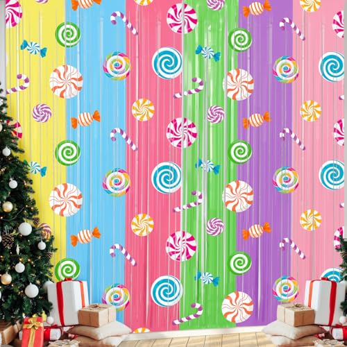 Blosssound Candyland Party-Dekorationen, 1 x 2 m, Bonbon-Folien-Fransenvorhang, dunkle Süßigkeiten-Lametta-Luftschlangen für Lutscher, Candyland, Geburtstag, Babyparty, Süßigkeitenladen Blosssound Candyland Party-Dekorationen, 1 x 2 m, Bonbon-Folien-Fransenvorhang, dunkle Süßigkeiten-Lametta-Luftschlangen für Lutscher, Candyland, Geburtstag, Babyparty, Süßigkeitenladen von Blosssound