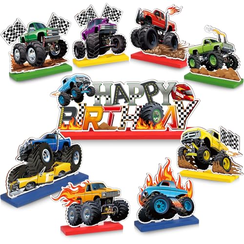 Blosssound Monster-Truck-Geburtstags-Tischdekorationen aus Holz, Monster-Truck, Tischaufsätze für Happy Birthday, Party-Dekorationen, Holzauto-Motto-Party, Gastgeschenk, Geschenkzubehör, 9 Stück Blosssound Monster-Truck-Geburtstags-Tischdekorationen aus Holz, Monster-Truck, Tischaufsätze für Happy Birthday, Party-Dekorationen, Holzauto-Motto-Party, Gastgeschenk, Geschenkzubehör, 9 Stück von Blosssound