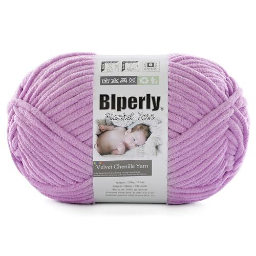 1 Packung weiches Chenille-Garn zum Häkeln, Nr. 6 Super Bulky Big Twist Textur, grobes Garn zum Stricken von Amigurumi und Heimdekoration (je 200 g, 140 m) (Hellviolett) von Blperly