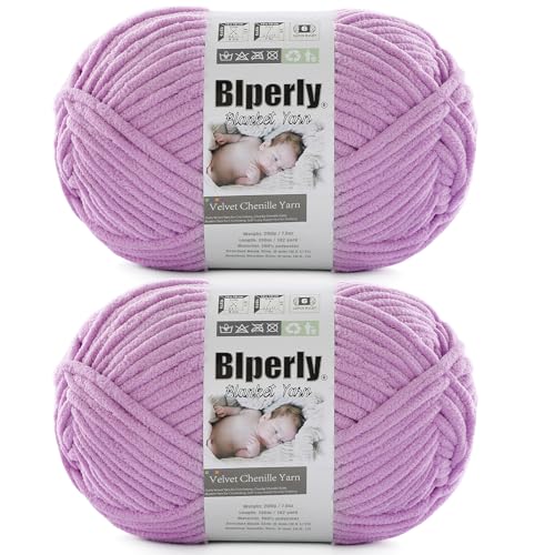 Weiches Chenille-Garn zum Häkeln, Nr. 6 Super Bulky Big Twist Textur, grobes Garn zum Stricken von Amigurumi und Heimdekoration (je 200 g, 140 m) (Hellviolett) von Blperly