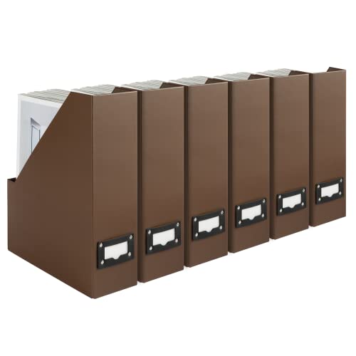 Blu Monaco Office modernes schwarz Stehsammler Halterung Set mit Leder Label Halter €“ Magazin Datei Box Set von 6 Brown. von Blu Monaco