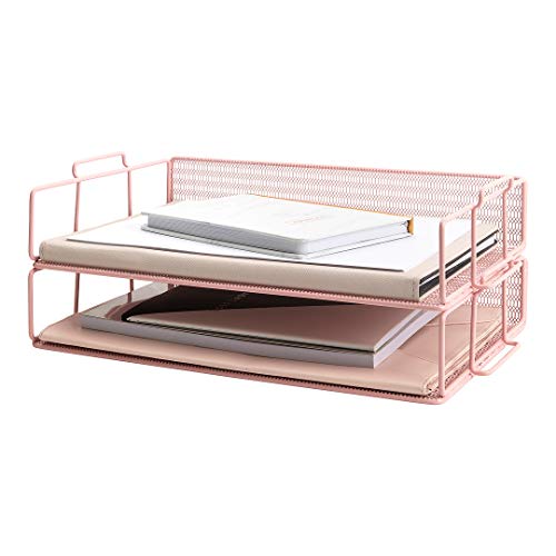 Blu Monaco Schreibtisch-Organizer, stapelbar, Papierablage, 2 Stück, Metalldraht, zweistöckig, stapelbare Briefablage, Posteingang für den Schreibtisch Blu Monaco Schreibtisch-Organizer, stapelbar, Papierablage, 2 Stück, Metalldraht, zweistöckig, stapelbare Briefablage, Posteingang für den Schreibtisch von Blu Monaco