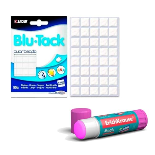 Blu-Tack Bostik Spachtelmasse weiß, Quartetstoff, 43 g + 1 Klebestift, 21 g von Blu-Tack - Tesa