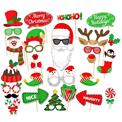 Weihnachten Fotorequisiten,Photo Booth Requisiten,Foto Accessoires Weihnachten 32 GRAF, Weihnachten Winter Urlaub Party Lieferung Neues Jahr Party Dekorationen von BluVast