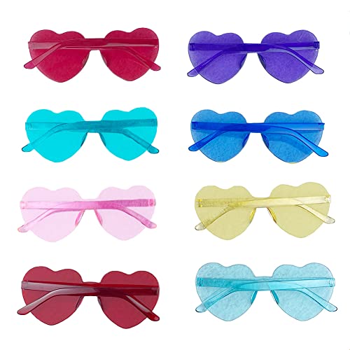 Party Brillen Sets, 8 Stücke Heart Glasses, Farbe Brille Herz, Rahmenlos Herz Brille, Retro Transparent Herzchen Sonnenbrille, Party Brille Geeignet für Geburtstag Party Halloween Weihnachten Karneval von BluVast