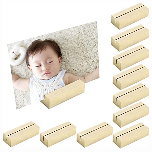 BluVast Kartenhalter, 10er-Pack Holz, Menükartenhalter, Postkartenhalter, Fotohalter, Hochzeitstischnummer, Platzkartenhalter, Fotoständer, Brown, Holz von BluVast