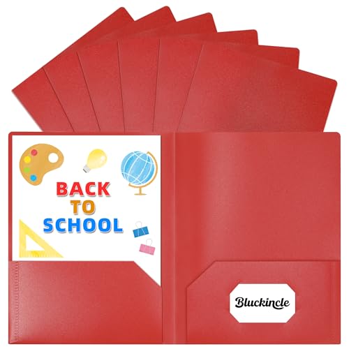 6er-Pack Ordner mit Taschen, rot, 2 Taschen, Kunststoff-Ordner mit Taschen für die Schule, Aktenordner für Dokumente, Briefgröße, mit Visitenkartenschlitz, Schulanfang, Büro, Lehrerbedarf 6er-Pack Ordner mit Taschen, rot, 2 Taschen, Kunststoff-Ordner mit Taschen für die Schule, Aktenordner für Dokumente, Briefgröße, mit Visitenkartenschlitz, Schulanfang, Büro, Lehrerbedarf von Bluckincle