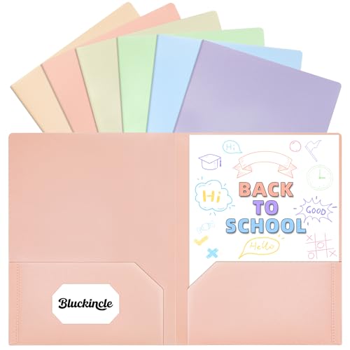 Ordner mit Taschen, 2 Taschen, Kunststoff-Ordner mit Taschen für die Schule, farbige Aktenmappe für Dokumente, Briefgröße mit Visitenkartenschlitz, Schulanfang, Büro, Lehrerbedarf (6 Stück Ordner mit Taschen, 2 Taschen, Kunststoff-Ordner mit Taschen für die Schule, farbige Aktenmappe für Dokumente, Briefgröße mit Visitenkartenschlitz, Schulanfang, Büro, Lehrerbedarf (6 Stück von Bluckincle