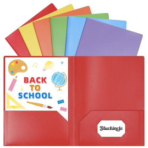 Ordner mit Taschen, 2 Taschen, Kunststoff-Ordner mit Taschen für die Schule, farbige Aktenmappe für Dokumente, Briefgröße mit Visitenkartenschlitz, Schulanfang, Lehrerbedarf (6 Stück, Regenbogenfarben Ordner mit Taschen, 2 Taschen, Kunststoff-Ordner mit Taschen für die Schule, farbige Aktenmappe für Dokumente, Briefgröße mit Visitenkartenschlitz, Schulanfang, Lehrerbedarf (6 Stück, Regenbogenfarben von Bluckincle