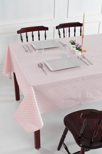 Tischdecke Weiß mit rosa Blumen 150x250 cm. Rechteck von Blue Burgeon