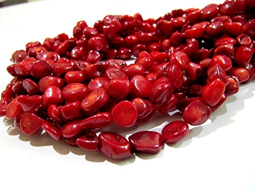 Schöne rote Korallenperlen, getrommelte Korallenperlen, Größe 9 bis 14 mm, Strang 43,2 cm lang, italienische rote Korallenperlen, Großhandelspreis, 9 to 14 mm, Edelstein von Blue Feather Products, Inc.