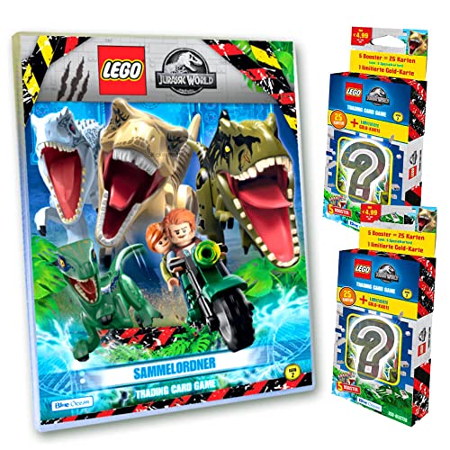 Lego Jurassic World Serie 2 Karten - Trading Cards - 1 Sammelmappe + 2 Blister Sammelkarten Bundle + 10 Originale Hüllen von Blue Ocean / STRONCARD